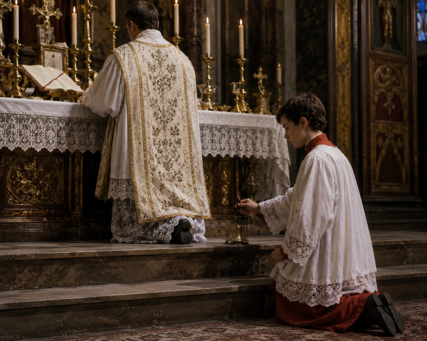Monaguillo en el altar