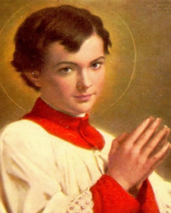 Estampa devocional de Domingo Savio, patrono de los monaguillos