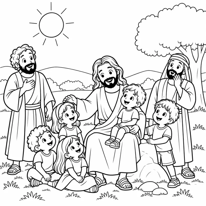 Ilustración del encuentro «Jesús ama a los niños»