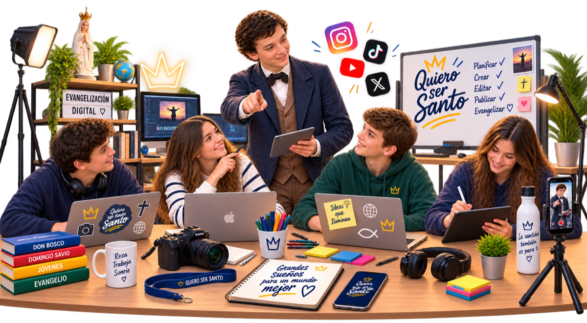 El equipo de Quiero Ser Santo creando contenido para evangelizar en redes