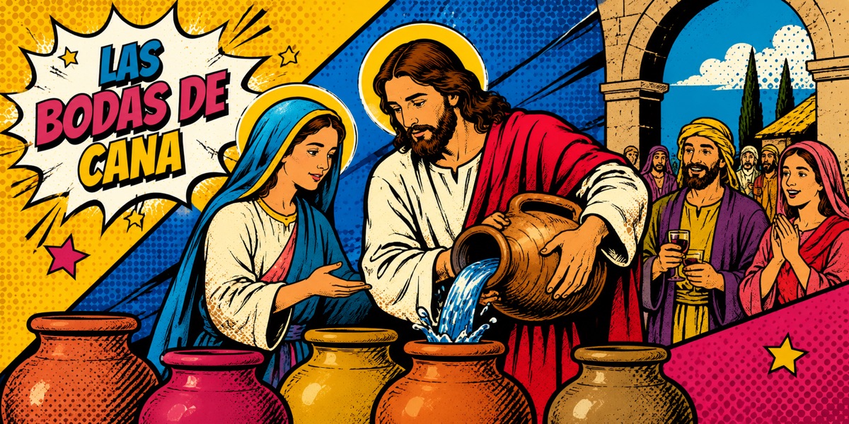 Escena de Las Bodas de Caná, ilustrada