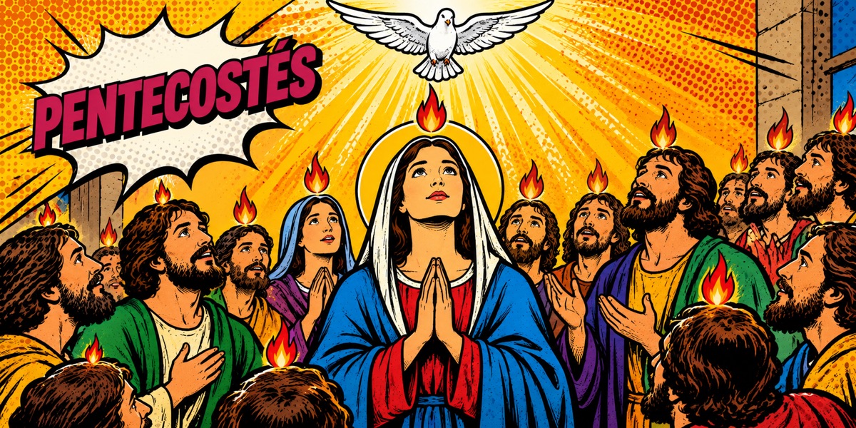 Escena de Pentecostés, ilustrada