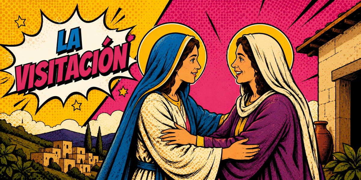 Escena de La Visitación, ilustrada